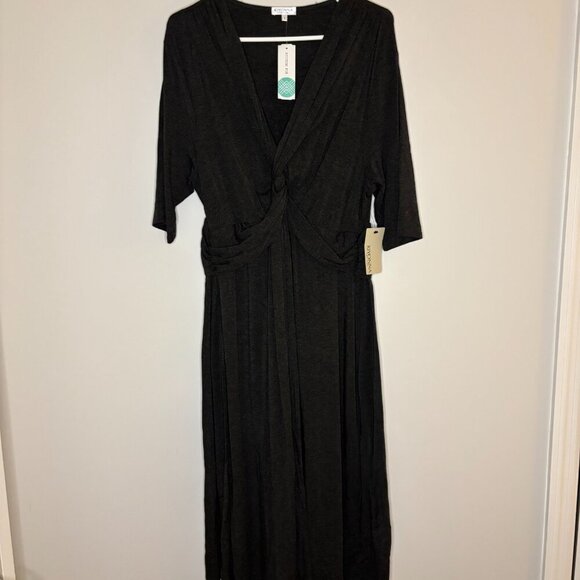 KIYONNA STITCH FIX NEW Kindra Dress Womens 1X Grey Faux Wrap Detail Stretch - Picture 6 of 10